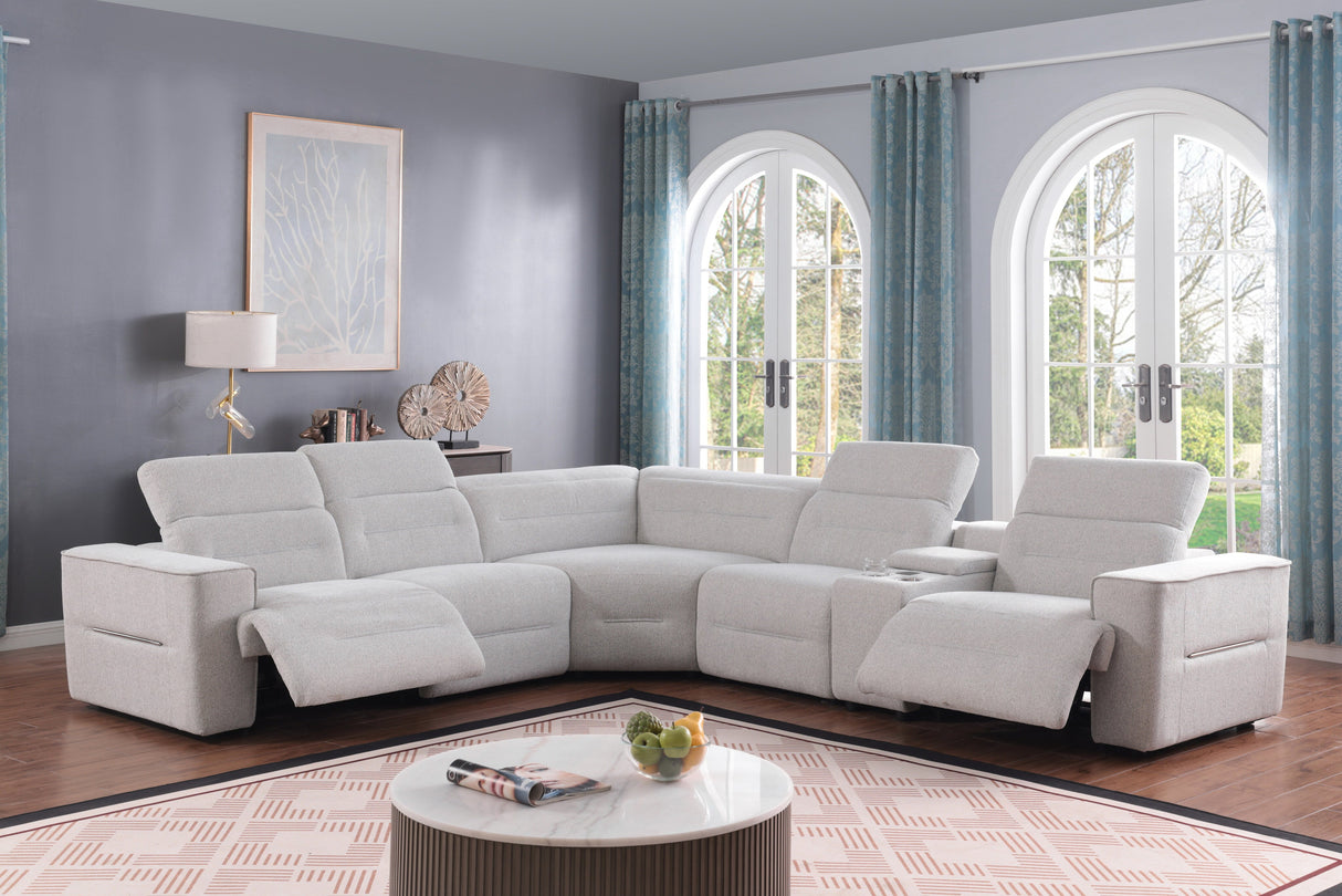 Nexus Light Grey Fabric Power Reclining Sectional by New Era Innovations at Eve Furniture