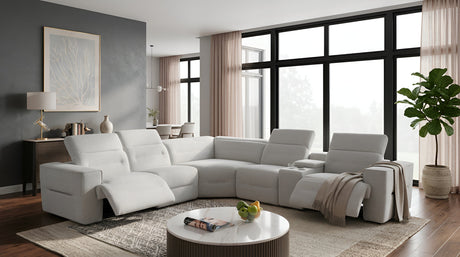 Nexus Light Grey Fabric Power Reclining Sectional by New Era Innovations at Eve Furniture