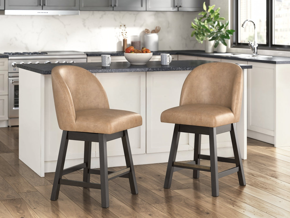 Neymorton Dark Grayish Brown Counter Height Barstool, Set of 2 by ASHLEY FURNITURE at Eve Furniture