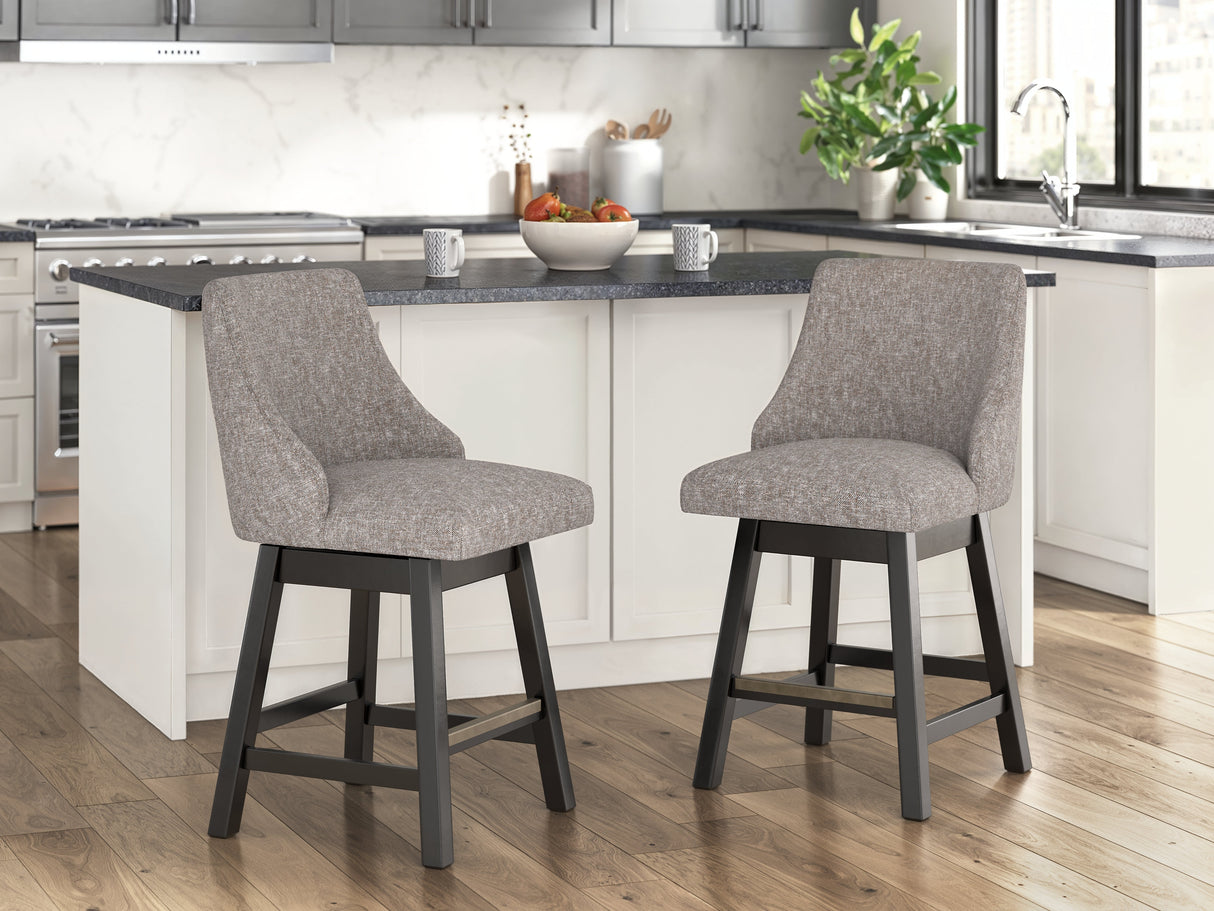 Neymorton Dark Grayish Brown Counter Height Barstool, Set of 2 by ASHLEY FURNITURE at Eve Furniture