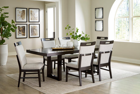 Neymorton Dark Grayish Brown Dining Table and 6 Chairs by Ashley at Eve Furniture
