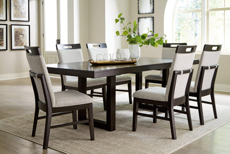Neymorton Dark Grayish Brown Dining Table and 6 Chairs by Ashley at Eve Furniture