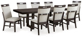 Neymorton Dark Grayish Brown Dining Table and 8 Chairs by Ashley at Eve Furniture
