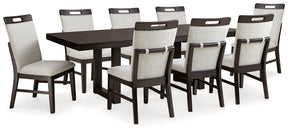 Neymorton Dark Grayish Brown Dining Table and 8 Chairs by Ashley at Eve Furniture