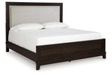 Neymorton Dark Grayish Brown King Upholstered Panel Bed by Ashley at Eve Furniture