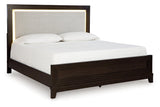 Neymorton Dark Grayish Brown King Upholstered Panel Bed by Ashley at Eve Furniture