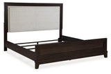 Neymorton Dark Grayish Brown Queen Upholstered Panel Bed by Ashley at Eve Furniture