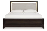 Neymorton Dark Grayish Brown Queen Upholstered Panel Bed by Ashley at Eve Furniture