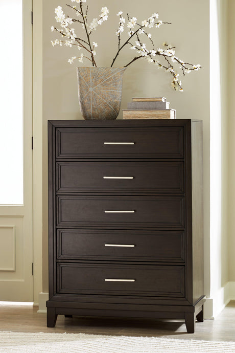 Neymorton Dark Grayish Brown Chest of Drawers by Ashley at Eve Furniture
