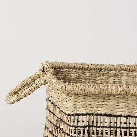 Nia (Set of 2) Light Brown Seagrass Rectangular Basket with Handles by Mercana at Eve Furniture