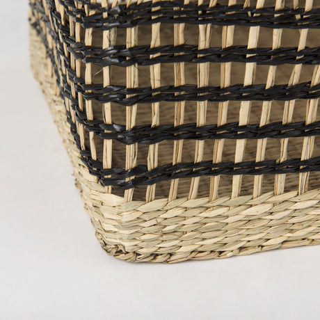 Nia (Set of 2) Light Brown Seagrass Rectangular Basket with Handles by Mercana at Eve Furniture