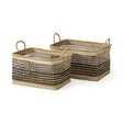 Nia (Set of 2) Light Brown Seagrass Rectangular Basket with Handles by Mercana at Eve Furniture