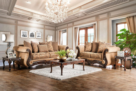 Nicanor Tan/Gold Sofa by Furniture of America at Eve Furniture