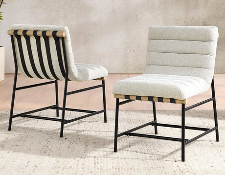 Nicco 20″ Side Chair, Eggshell Polyester Fabric by Steve Silver at Eve Furniture