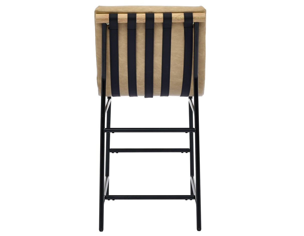 Nicco 24″ Counter Stool, Sand Vegan Leather Set of 2 by Steve Silver at Eve Furniture