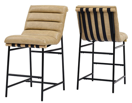 Nicco 24″ Counter Stool, Sand Vegan Leather Set of 2 by Steve Silver at Eve Furniture