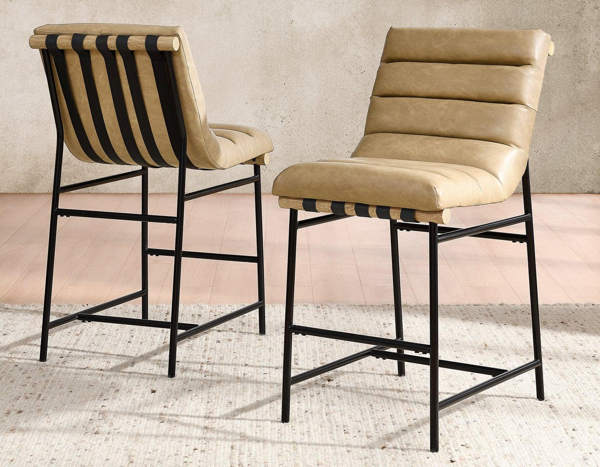 Nicco 24″ Counter Stool, Sand Vegan Leather Set of 2 by Steve Silver at Eve Furniture