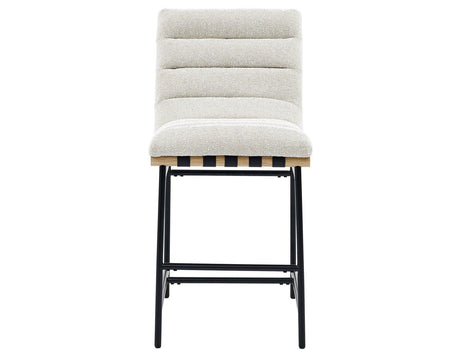 Nicco 24-inch Eggshell Polyester Fabric Counter Stool with Black Iron Base by Steve Silver at Eve Furniture