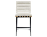 Nicco 24-inch Eggshell Polyester Fabric Counter Stool with Black Iron Base