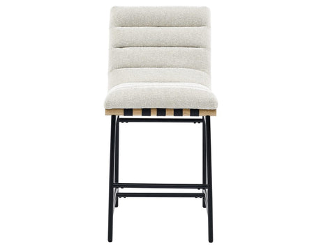 Nicco 24-inch Eggshell Polyester Fabric Counter Stool with Black Iron Base by Steve Silver at Eve Furniture