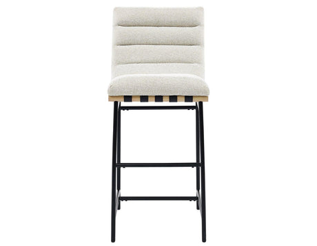 Nicco 30-inch Bar Chair, Eggshell Polyester Fabric by Steve Silver at Eve Furniture