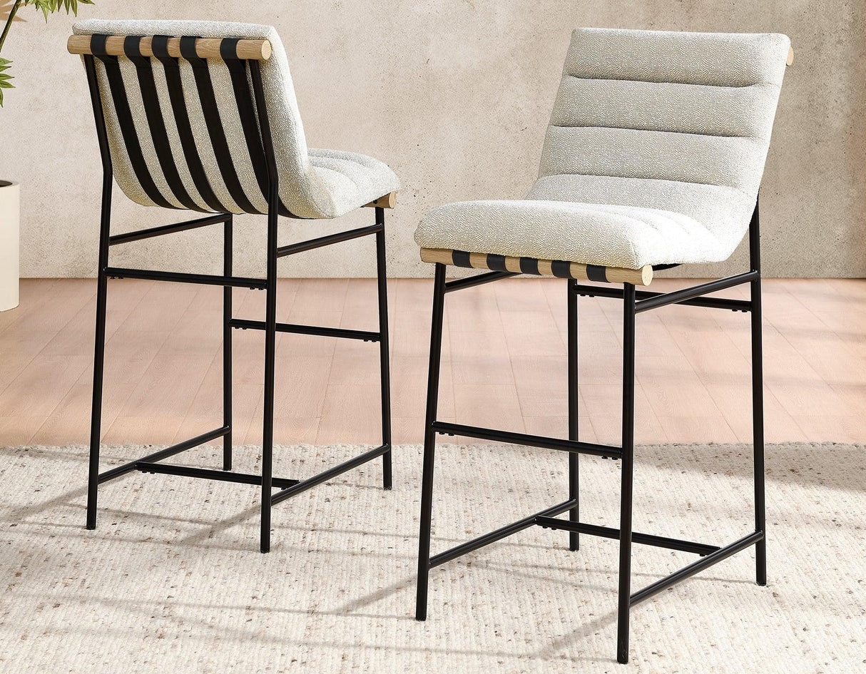 Nicco 30-inch Bar Chair, Eggshell Polyester Fabric by Steve Silver at Eve Furniture