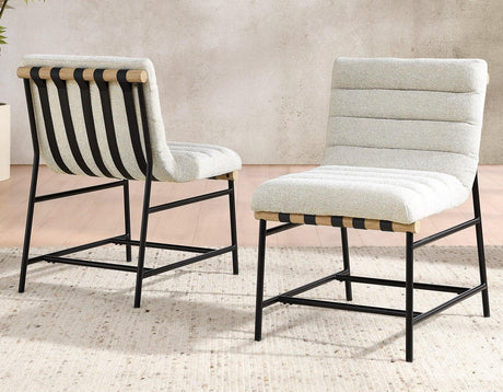 Nicco Side Chair Bucket Seat, Eggshell Fabric by Steve Silver at Eve Furniture
