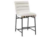 Nicco 24-inch Eggshell Polyester Fabric Counter Stool with Black Iron Base by Steve Silver at Eve Furniture