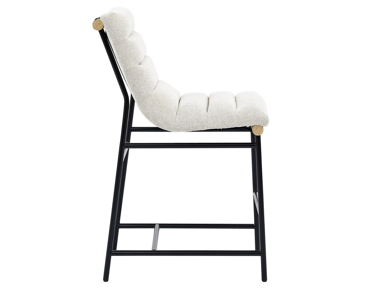 Nicco 24-inch Eggshell Polyester Fabric Counter Stool with Black Iron Base by Steve Silver at Eve Furniture