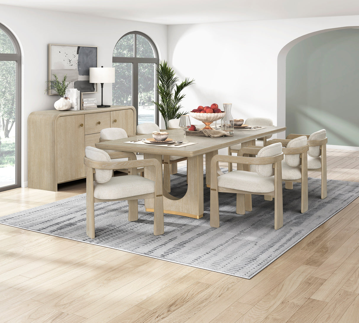 Niche Oak/Beige 9-Piece Expandable Dining Set by Homelegance at Eve Furniture