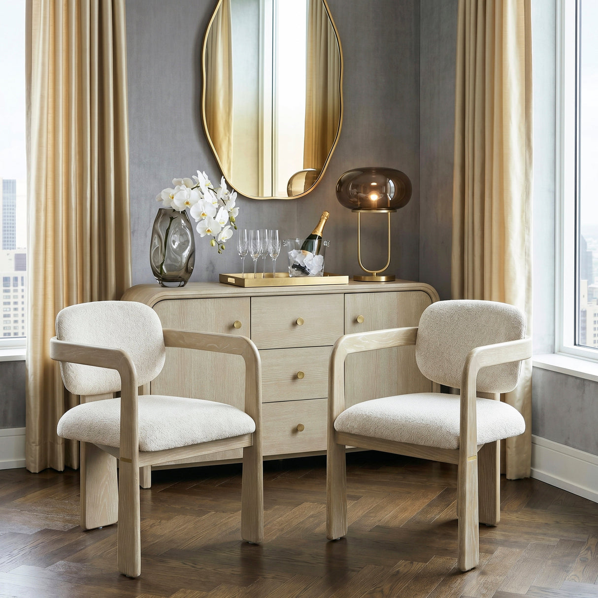 Niche Oak/Beige 9-Piece Expandable Dining Set by Homelegance at Eve Furniture