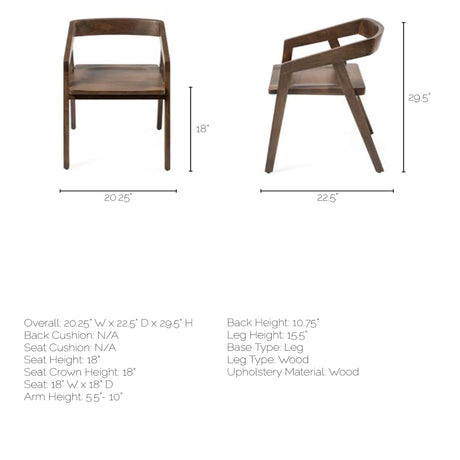 Nicholas I Onyx Brown Solid Wood Dining Chair by Mercana at Eve Furniture
