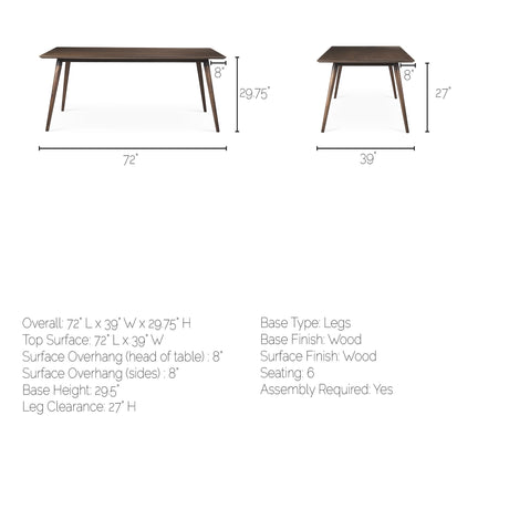 Nicholas II Brown Solid Wood Top Metal/Wood Leg Dining Table by Mercana at Eve Furniture