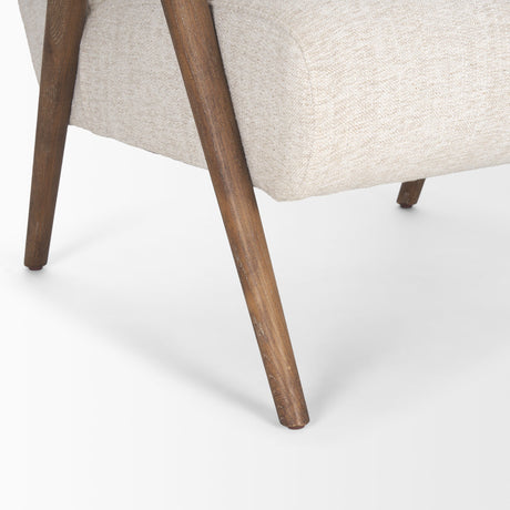 Nico Oatmeal Upholstered w/ Brown Wood Accent Chair by Mercana at Eve Furniture