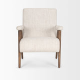 Nico Oatmeal Upholstered w/ Brown Wood Accent Chair by Mercana at Eve Furniture