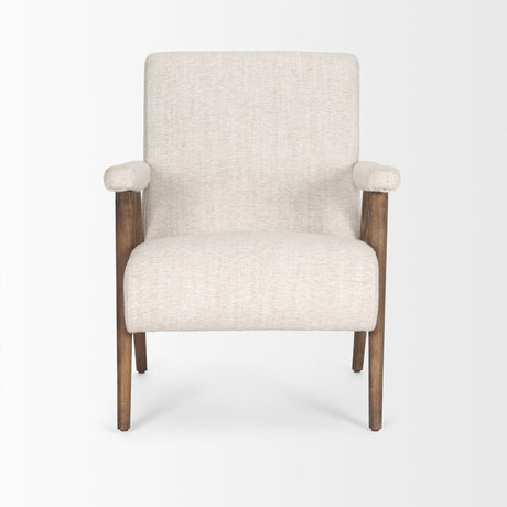 Nico Oatmeal Upholstered w/ Brown Wood Accent Chair by Mercana at Eve Furniture