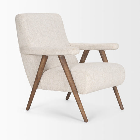 Nico Oatmeal Upholstered w/ Brown Wood Accent Chair by Mercana at Eve Furniture