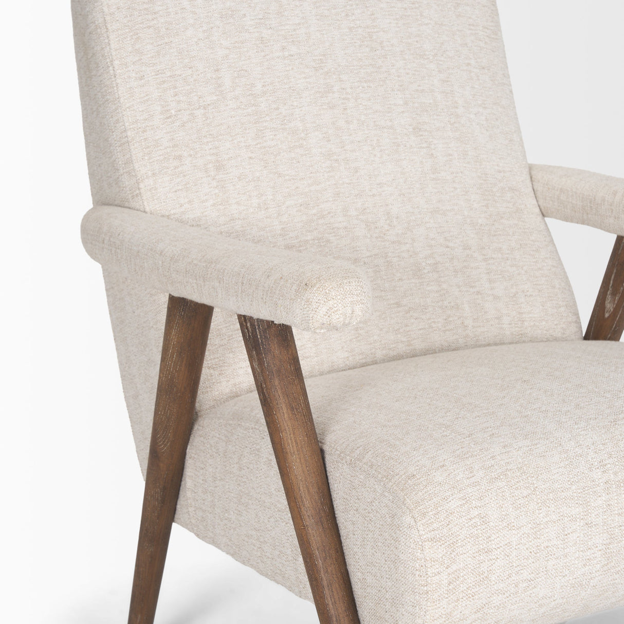 Nico Oatmeal Upholstered w/ Brown Wood Accent Chair by Mercana at Eve Furniture