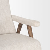 Nico Oatmeal Upholstered w/ Brown Wood Accent Chair by Mercana at Eve Furniture