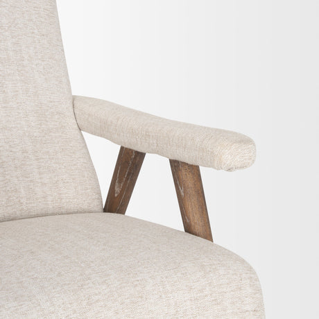 Nico Oatmeal Upholstered w/ Brown Wood Accent Chair by Mercana at Eve Furniture