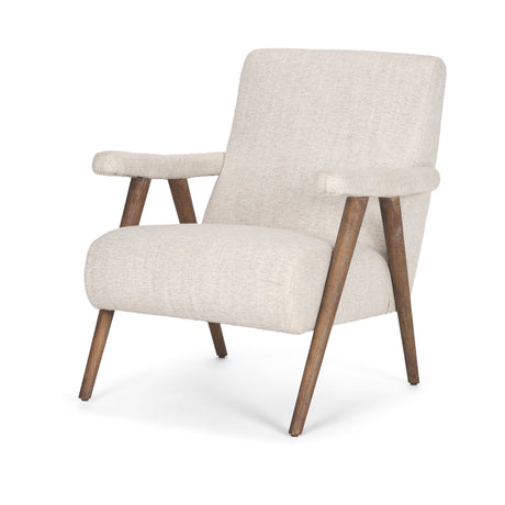 Nico Oatmeal Upholstered w/ Brown Wood Accent Chair by Mercana at Eve Furniture