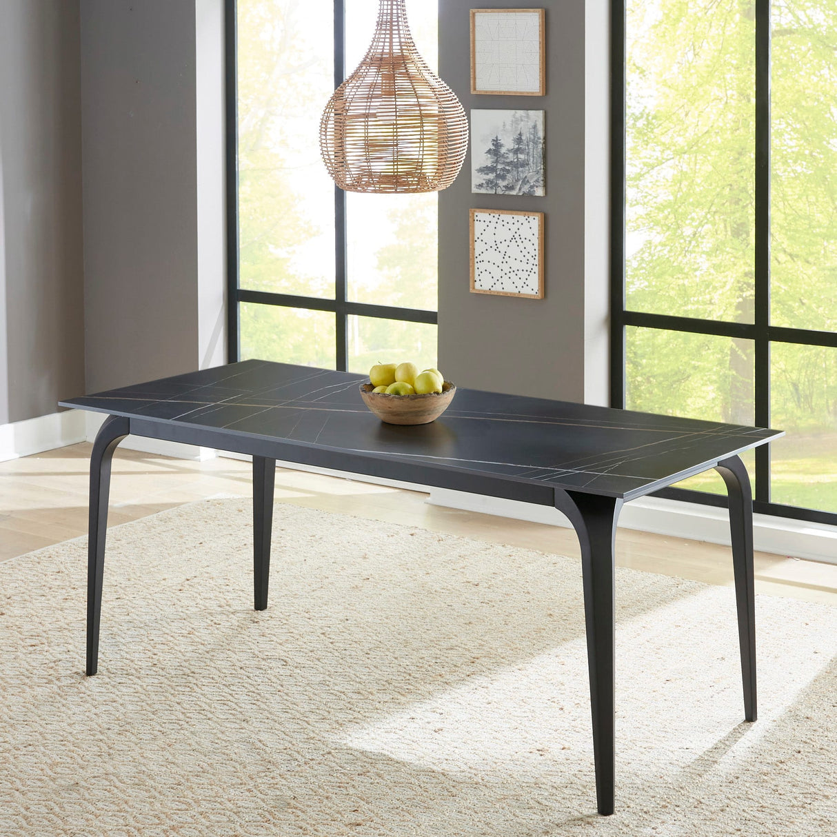 Nicoya Black Stone Top Rectangular Dining Table by Modus Furniture at Eve Furniture