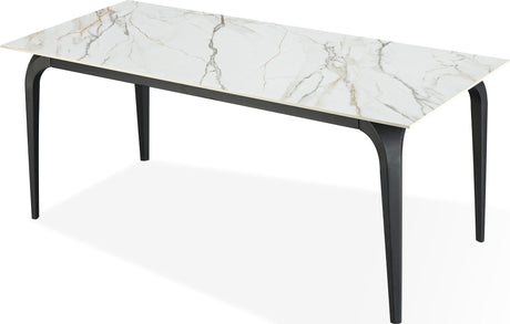 Nicoya White/Black Stone Top Rectangular Dining Table by Modus Furniture at Eve Furniture
