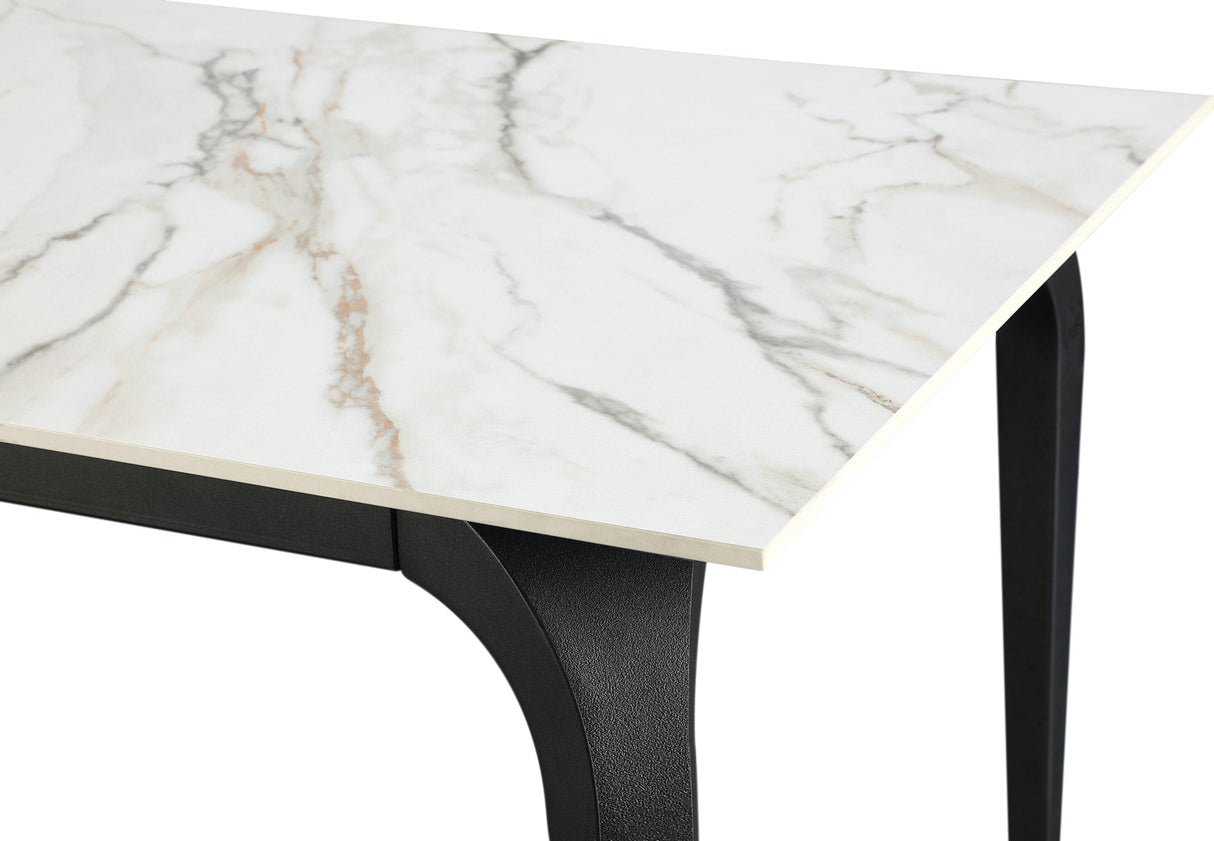 Nicoya White/Black Stone Top Rectangular Dining Table by Modus Furniture at Eve Furniture