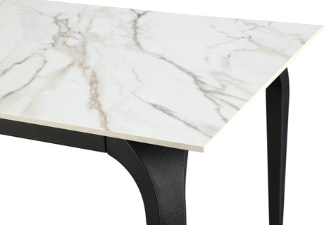Nicoya White/Black Stone Top Rectangular Dining Table by Modus Furniture at Eve Furniture