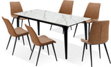 Nicoya White/Black Stone Top Rectangular Dining Table by Modus Furniture at Eve Furniture