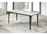 Nicoya White/Black Stone Top Rectangular Dining Table by Modus Furniture at Eve Furniture