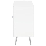 Nieta White High Gloss/Chrome 2-Tier Accent Cabinet with Glass Shelf