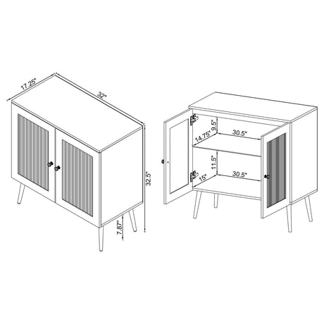 Nieta White High Gloss/Chrome 2-Tier Accent Cabinet with Glass Shelf by Coaster at Eve Furniture