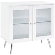 Nieta White High Gloss/Chrome 2-Tier Accent Cabinet with Glass Shelf by Coaster at Eve Furniture